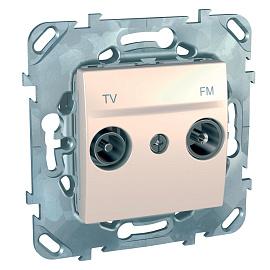 Розетка ТV+FM телевизионная+радио Unica скрытой установки одиночная механизм с накладкой бежевый MGU5.451.25ZD Schneider Electric
