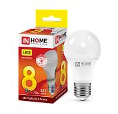 Лампа светодиодная 8 Вт 230В E27 3000К 720Лм LED-A60-VC 4690612024004 IN HOME