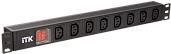 ITK PDU 8 розеток C13, с LED выключателем, 1U, вход C14, без шнура PH12-8C133 IEK