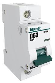 Выключатель автоматический 63А 1П однополюсный характеристика C 10кА ВА-201 13001DEK DEKraft