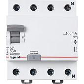 Выключатель автоматический дифференциального тока RX3 63А 4П четырехполюсный 100мА 402068 Legrand