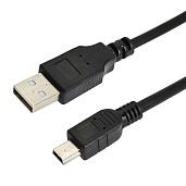 Кабель mini USB (male) штекер-USB-A (male) штекер, длина 0,2 метра, черный (PE пакет) REXANT 18-1131-2