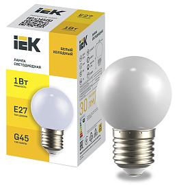 LIGHTING Лампа светодиодная декоративная G45 шар 1Вт 230В холодный белый E27 IEK