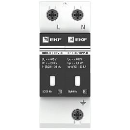 Ограничитель импульсных перенапряжений  ОПВ-B/2P In 30кА 400В (с сигнализацией) (opv-b2) EKF