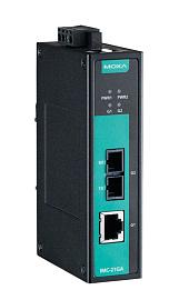 Медиаконвертер промышленный Gigabit Ethernet 10/100/1000BaseTX в 100/1000Base (одномодовое оптоволокно) в металлическом корпусе SC IMC-21GA-LX-SC MOXA