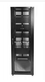 Шкаф серверный напольный ШТК-С Проф, 48U, 2215х800х930 мм (ВхШхГ), дверь: перфорация, задняя дверь: перфорация, боковая панель: сплошная, 2 части, сварной, цвет: чёрный ШТК-СП-48.8.10-44АА-9005 ЦМО