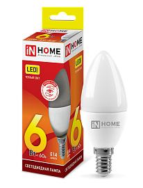 Лампа светодиодная 6 Вт LED-СВЕЧА-VC 230В E14 3000К 480Лм IN HOME