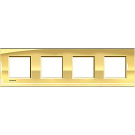 Рамка для розеток и выключателей прямоугольная, 4 поста, цвет Золото Livinglight LNA4802M4OALegrand