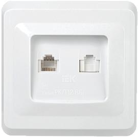 Розетка двухместная RJ11/RJ45 компьютерная и телефонная РК/Т12-ВБ белый ВЕГА (EIV20-K01-DM) IEK