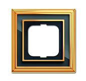 Рамка для розеток и выключателей 1 пост Династия, латунь полированная, черное стекло (1754-0-4565) 2CKA001754A4565 АВВ