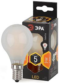 Лампа светодиодная 5 Вт E14 P45 2700К 465Лм матовая 170-265В шар филамент (F-LED P45-5W-827-E14 frost) Б0027929 ЭРА
