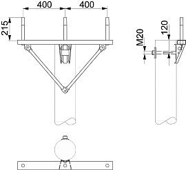 Траверса одноцепная промежуточная 20 кВ, A=400, M24 SH151(R)