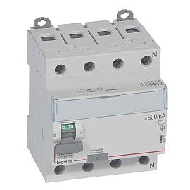 Выключатель автоматический дифференциального тока АВДТ DX3 80А 4П четырехполюсный N 500мА 400В 4 модуля 411735 Legrand