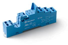 Розетка с безвинтовыми клеммами (пружинный зажим) для реле 46.52 применяются модули 86.30, 99.02 в комплекте Клипса пластиковая 097.01 версия: синий цвет 9752SPA / 97.52SPA Finder