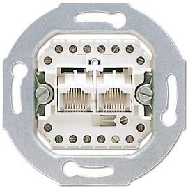 Розетка одинарная RJ11/12 телефонная Ecoprofi 2 х 8 полюсов, RJ45 компьютерная категория 3 механизм EPUAE8-8UPO JUNG