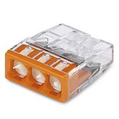 Клемма для распределительных коробок на 3 провода 0,5-2,5 мм2 медь-алюминий с пастой оранжевый (2273-243) WAGO