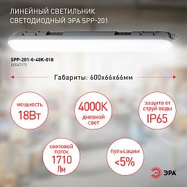 Светильник светодиодный линейный 18Вт 4000К 1710Лм IP65 600мм мат (12/180) (SPP-201-0-40K-018) Б0047172 ЭРА