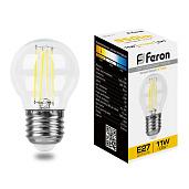 Лампа светодиодная 11 Вт E27 G45 2700К 910Лм прозрачная 230В шар LB-511 38015 Feron