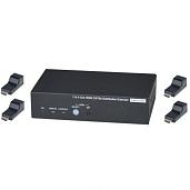 Комплект (удлинитель-распределитель+4 приемника) HDMI 1.4 (1 вход/4 выхода) с передачей по кабелю витой пары CAT5e на удаленные приемники. HE04SEK SC&T