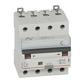 Выключатель автоматический дифференциального тока АВДТ DX3 16А 4П четырехполюсный C 30мА 10кА 400В 4 модуля 411234 Legrand