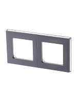 Рамка для розеток и выключателей 2 поста LEVIT сталь / дымчатый чёрный 2CHH015020A6069 ABB (6м)