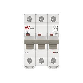 Выключатель автоматический 32А 3П трехполюсный характеристика C 6kA AV-6 AVERES mcb6-3-32C-av EKF