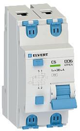 Выключатель автоматический дифференциального тока АВДТ 63А 2П двухполюсный характеристика C 100мА D06 электрон. тип АС D06210CAC-63 ELVERT