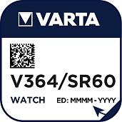 Элемент питания V364 (SR621SW, SR60, G1) д/часов (00364 101 111) батарейка оксид-серебряная 364101111 VARTA