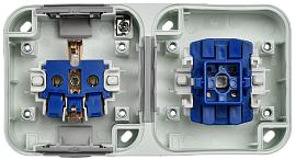 Блок розетка + выключатель горизонтальный 16А IP55 TS242 белый  TORS  TS-G10-6-55-V-K41 IEK