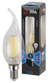 Лампа светодиодная 5 Вт E14 BXS 4000К 545Лм прозрачная 170-265В свеча на ветру филамент (F-LED BXS-5W-840-E14) Б0019005 ЭРА