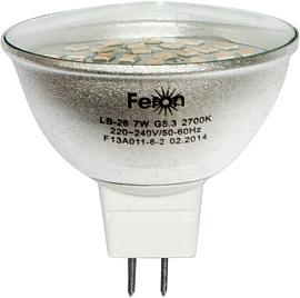 Лампа светодиодная 7 Вт GU5.3 MR16 2700К 560Лм прозрачная 230В рефлекторная LB-26 25441 Feron