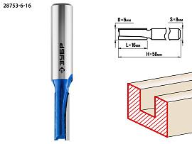 ЗУБР 6x16мм, хвостовик 8мм, фреза пазовая прямая, 28753-6-16, серия Профессионал