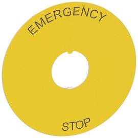 Этикетка круглая 80мм надпись "EMERGENCY STOP" желтая Osmoz 24181 Legrand