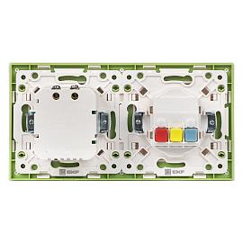 Рамка для розеток и выключателей 2 поста Стокгольм белый с линией цвета зеленый EXM-G-303-20 EKF PROxima
