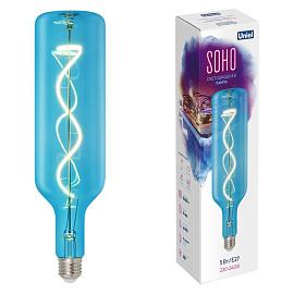 Лампа светодиодная 5 Вт SOHO. Синяя колба. LED-SF21-5W/SOHO/E27/CW BLUE GLS77BL Спиральный филамент. Картон. ТМ UL-00007628 Uniel, шк