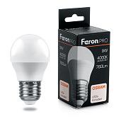 Лампа светодиодная    9Вт E27 G45 6400К 790Лм матовая 230В Шар 38082 LED OSRAM Feron Pro