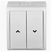 Simon 15 Выключатель двухклавишный кнопочный для управления жалюзи без блок-и, IP54, 10А 250В, винт.зажим, белый 1594332-030
