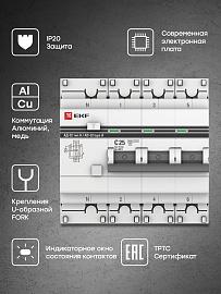 Выключатель автоматический дифференциального тока АД-32 25А (3P+N) четырехполюсный характеристика C 4,5kA 10мА тип A  PROxima DA32-25-10-4P-a-pro EKF