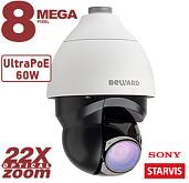 Камера видеонаблюдения (видеокамера наблюдения) IP поворотная 8 Мп, Zoom 22x оптич./12x цифр., 3840×2160 30к/c, P-Iris, 24В/Ultra PoE Beward BD208R22