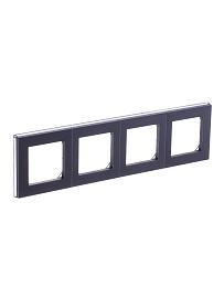 Рамка для розеток и выключателей 4 поста LEVIT сталь / дымчатый чёрный 2CHH015040A6069 ABB