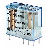 Реле миниатюрное универсальное электромеханическое выводы с шагом 5мм 2CO 8A контакты AgNi 24В DC RTII 405290240000   / 40.52.9.024.0000 Finder