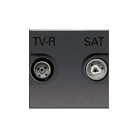 Розетка TV-R-SAT телевизионная + спутник проходная с накладкой, Zenit антрацит N2251.8 AN 2CLA225180N1801 ABB