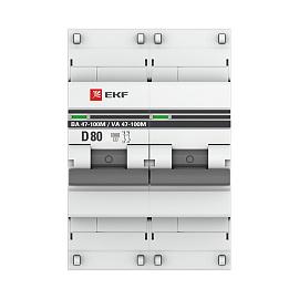 Выключатель автоматический 80А 2П двухполюсный характеристика D 10kA с электромагнитным расцепителем ВА47-100M PROxima mcb47100m-2-80D-pro EKF