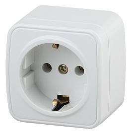 Розетка 2P+E Polo открытой установки 3-202-01 Schuko 16А 250В (16/320/3840) белый IP20 Б0036098 Intro