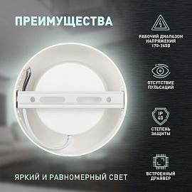 Светильник светодиодный LED 19-12-4K накладной круглый 12Вт 4000К Б0057447 ЭРА