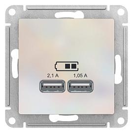 Розетка USB двойная Atlasdesign скрытой установки 5В двухместная 2,1А+1,05А механизм жемчуг ATN000433 Systeme Electric