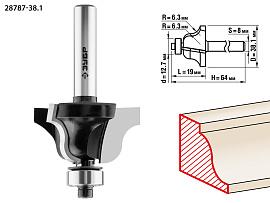ЗУБР 42,8x19мм, радиус 6.3мм, фреза кромочная калевочная №4, 28787-38.1, серия Профессионал