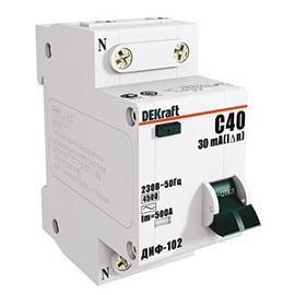Выключатель автоматический дифференциального тока АВДТ 32А 4П четырехполюсный характеристика C 4,5кА 30мА тип AC ДИФ-101 15023DEK DEKraft