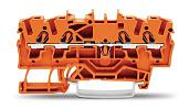 Клемма 4-х проводная 2,5 мм. проходная, оранжевая на DIN-рейку, класса ExeII 2002-1402 WAGO