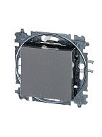 Переключатель одноклавишный LEVIT скрытой установки 10А проходной схема 6 механизм с накладкой сталь / дымчатый чёрный 2CHH590645A6069 ABB (1м)